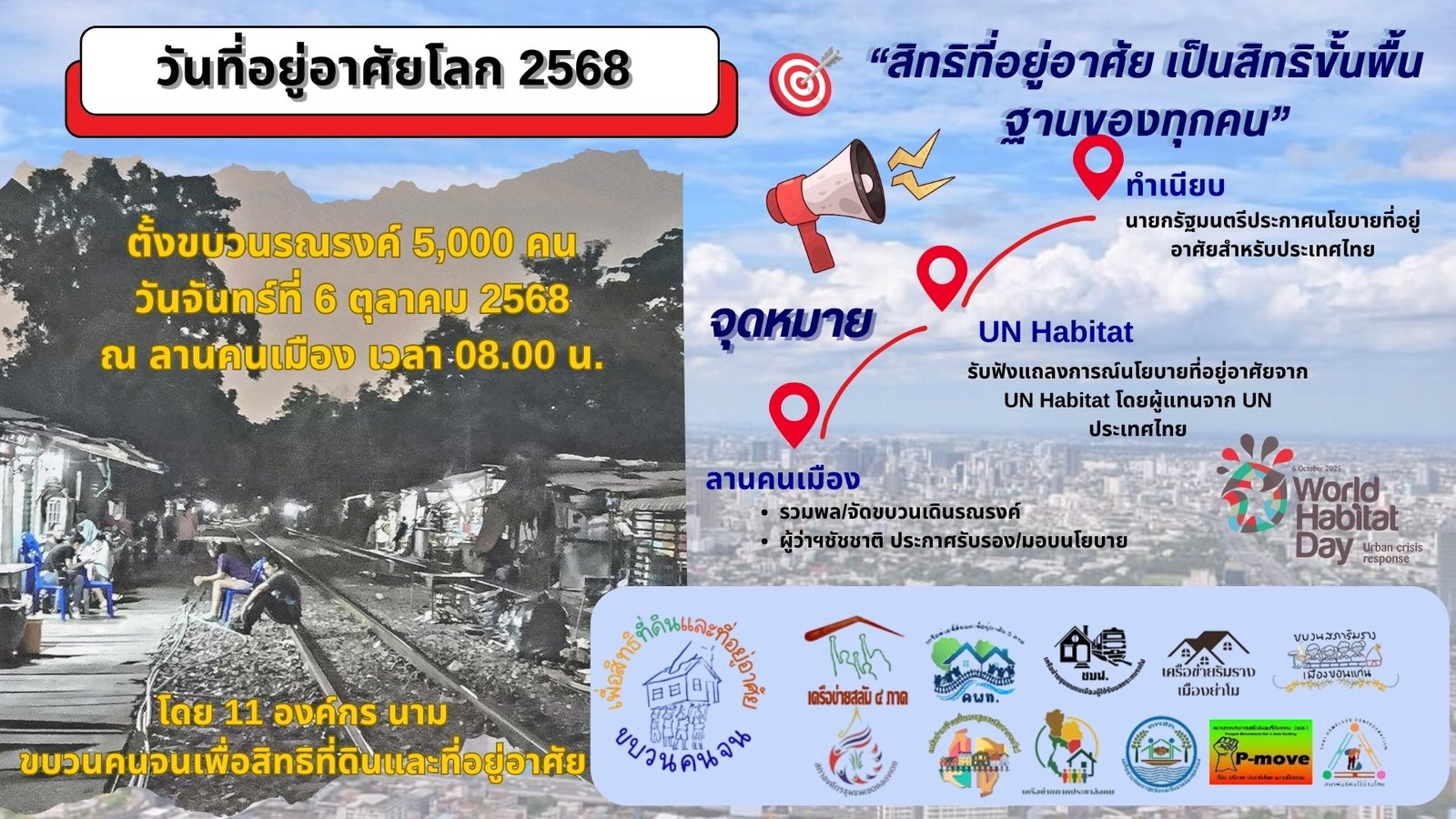 ขอเชิญร่วมเดินรณรงค์ “วันที่อยู่อาศัยโลก” World Habitat Day 2025